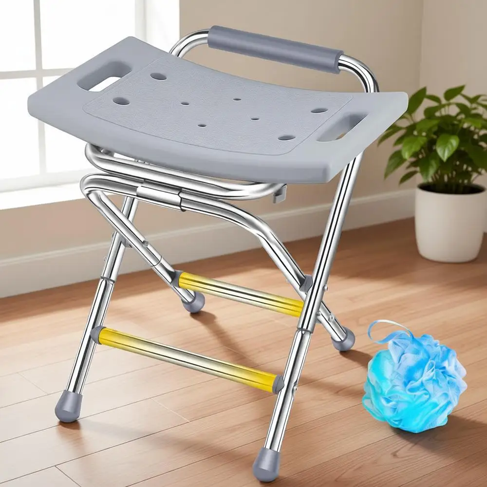 

Heavy Duty Portable Shower Seat for Adults up to 400lbs, Stainless Steel, Gray