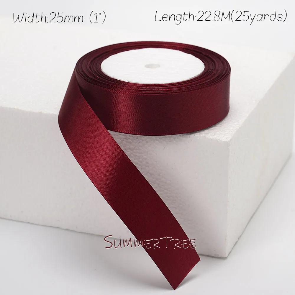 Burgunderrotes Seidensatinband, 22,8 Meter, 6 mm, 10 mm, 15 mm, 25 mm, 38 mm, 50 mm, Weinrot, für handgefertigte DIY-Geschenkverpackungen, Hochzeit, Party, Dekoration – Detail 11