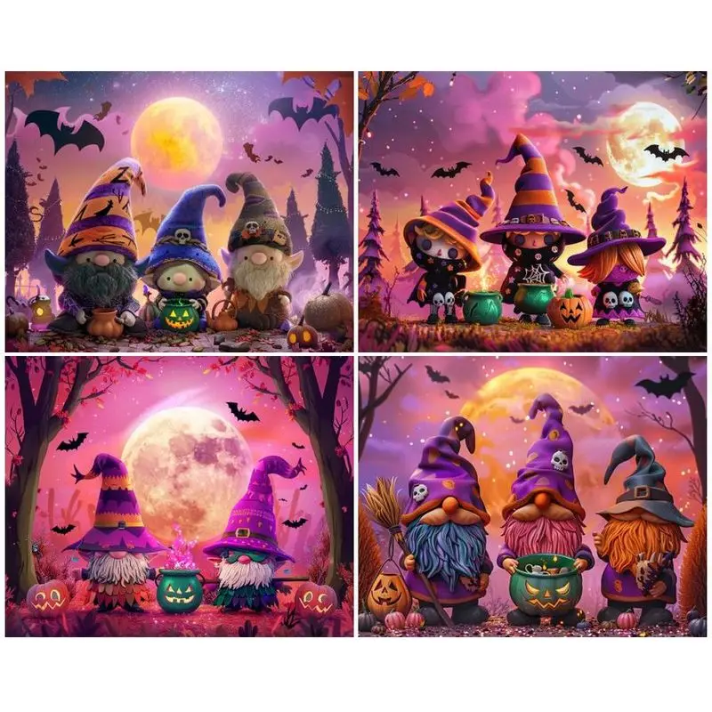 

CHENISTORY Diy Pictures By Number Halloween Dwarves Kits Painting By Numbers Drawing On Canvas Handpainted Art Gift Home Decor