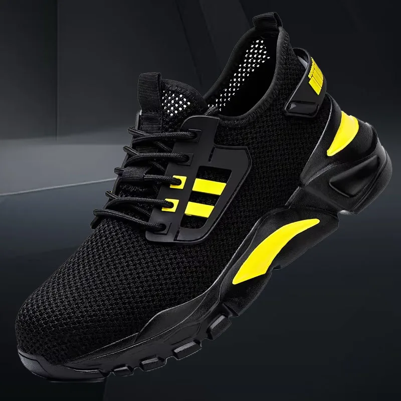Men Steel Toe Safety Boots Lightweight Breathable Anti Smash Stab Resistant Non Slip Work Sneakers Durable Protective Footwear