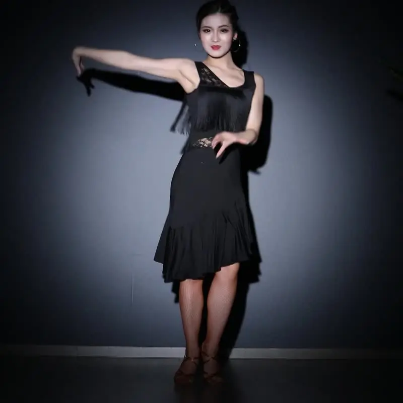 

2022 Women Fringe Latin Dress sexy Latin Competition Tango Salsa Cha Cha Samba Rumba dress