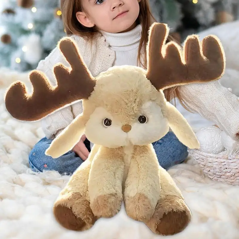 Deer Plush Stuffed Animal Toy Stuffed Animal Deer Plushie Reindeer Sleeping Hugging Plush Pillow For Tabletop Living Room Sofa