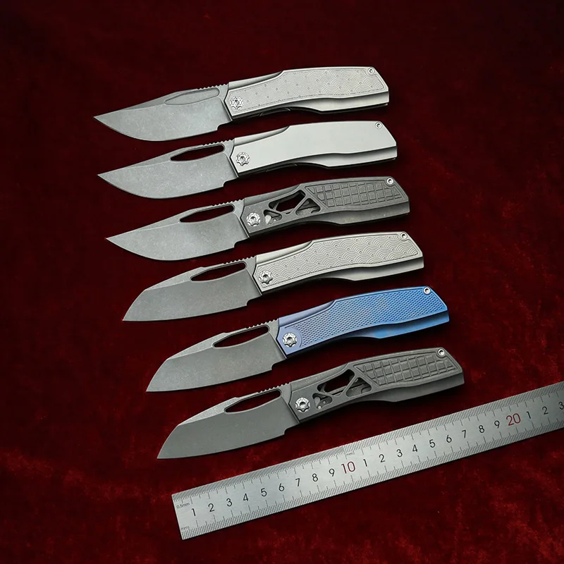 LEMIFSHE Protean Hollow grinding Titanium 154CM Steel Ceramic Bearing Pocket EDC Tool Camping Hunt Outdoor Folding Knife