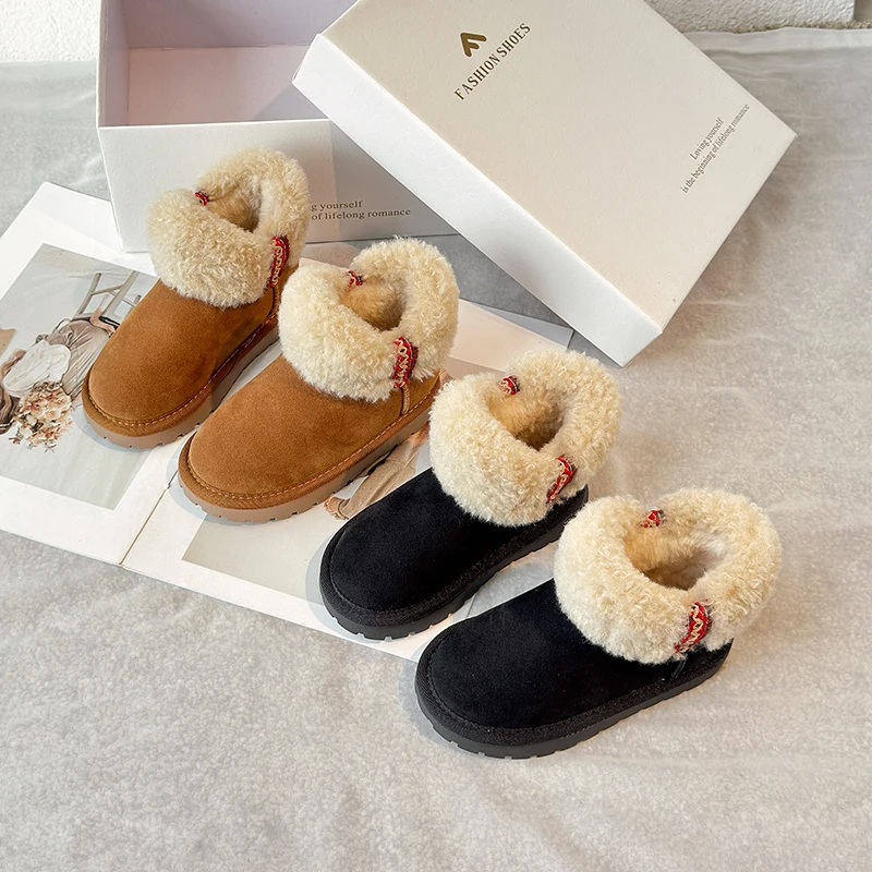 

Children Casual Snow Boots for Girls Boys 2025 Winter New Fashion Korean Style Soft Bottom Anti-slippery Versatile Cotton Shoes