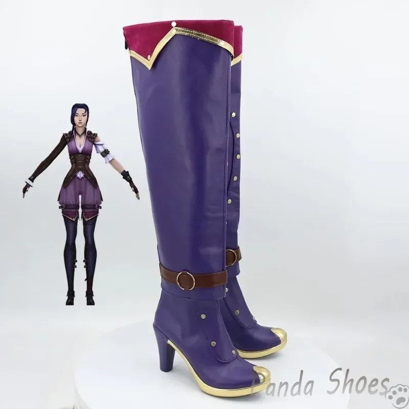 LOL Caitlyn Cosplay Shoes Anime Game League of Legends Long Boots Caitlyn Kirraman Cosplay Costume Prop Shoes for Halloween