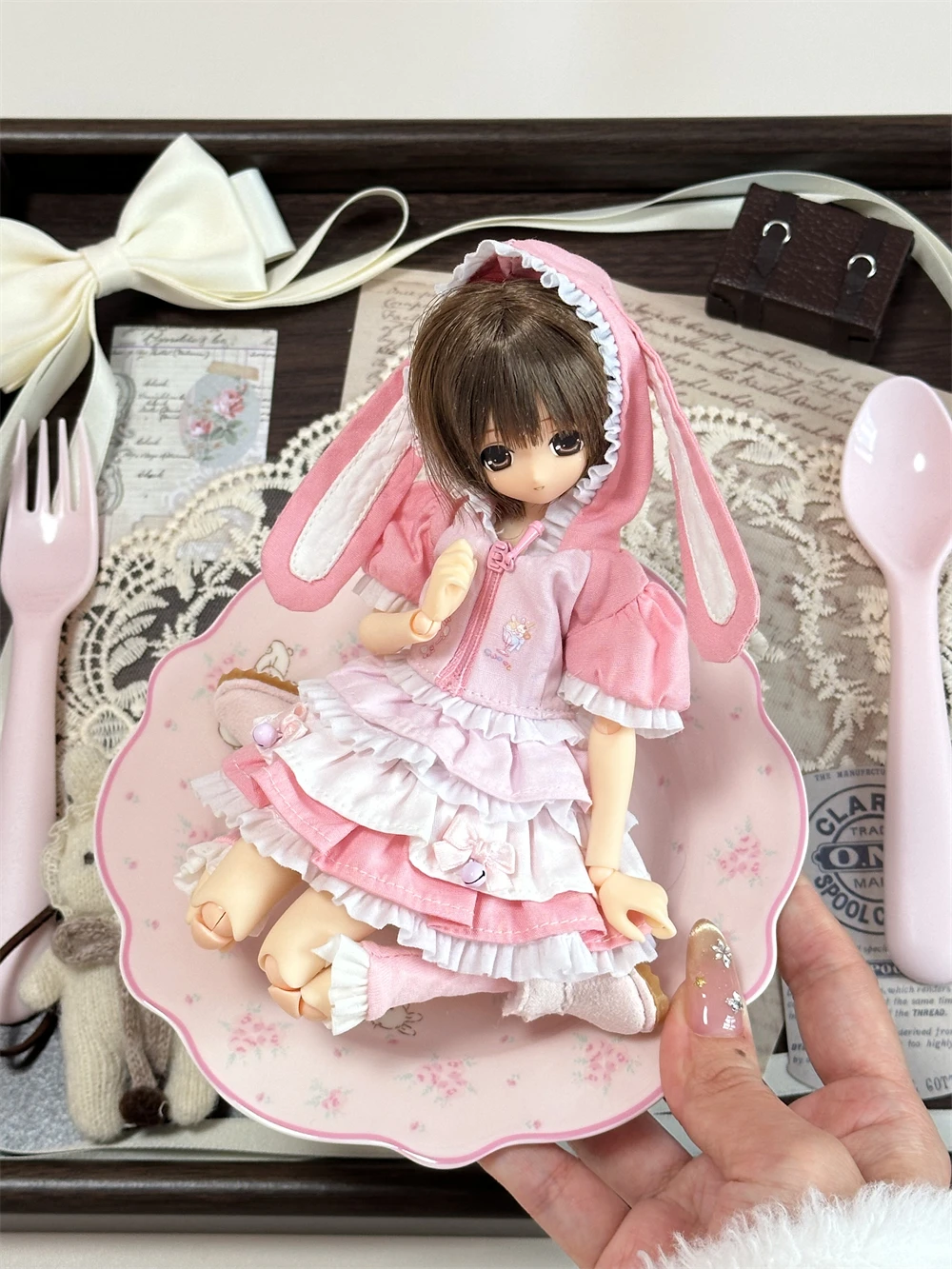 BJD doll clothes suitable for ob22 ob24 p20 azone size Cute Frosting Trap clothing set doll accessories (3 points)
