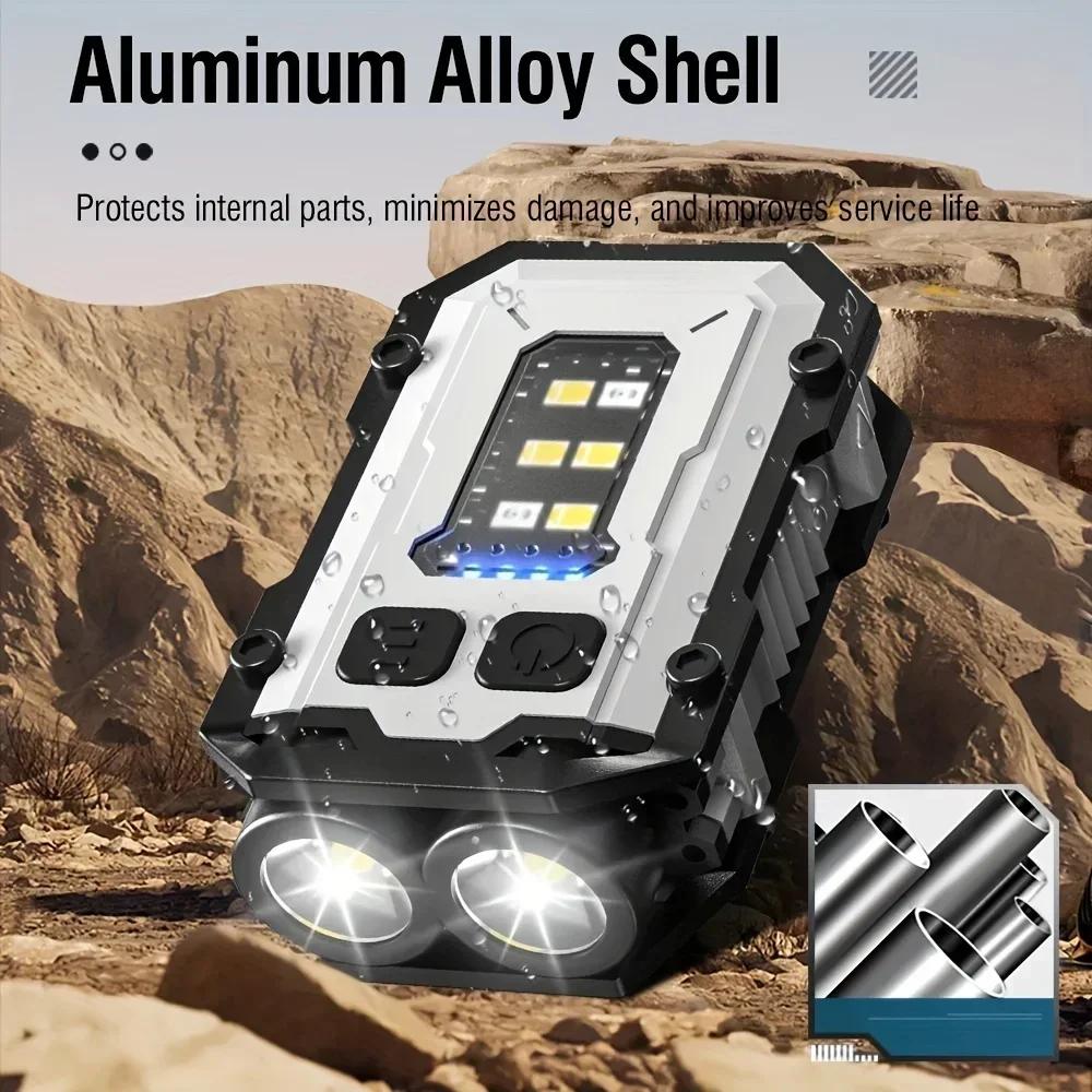 Pocket Flashlight Type-C USB Rechargeable Torch Mini Portable Keychain Light Magnet Built-in Battery Camping Lamp