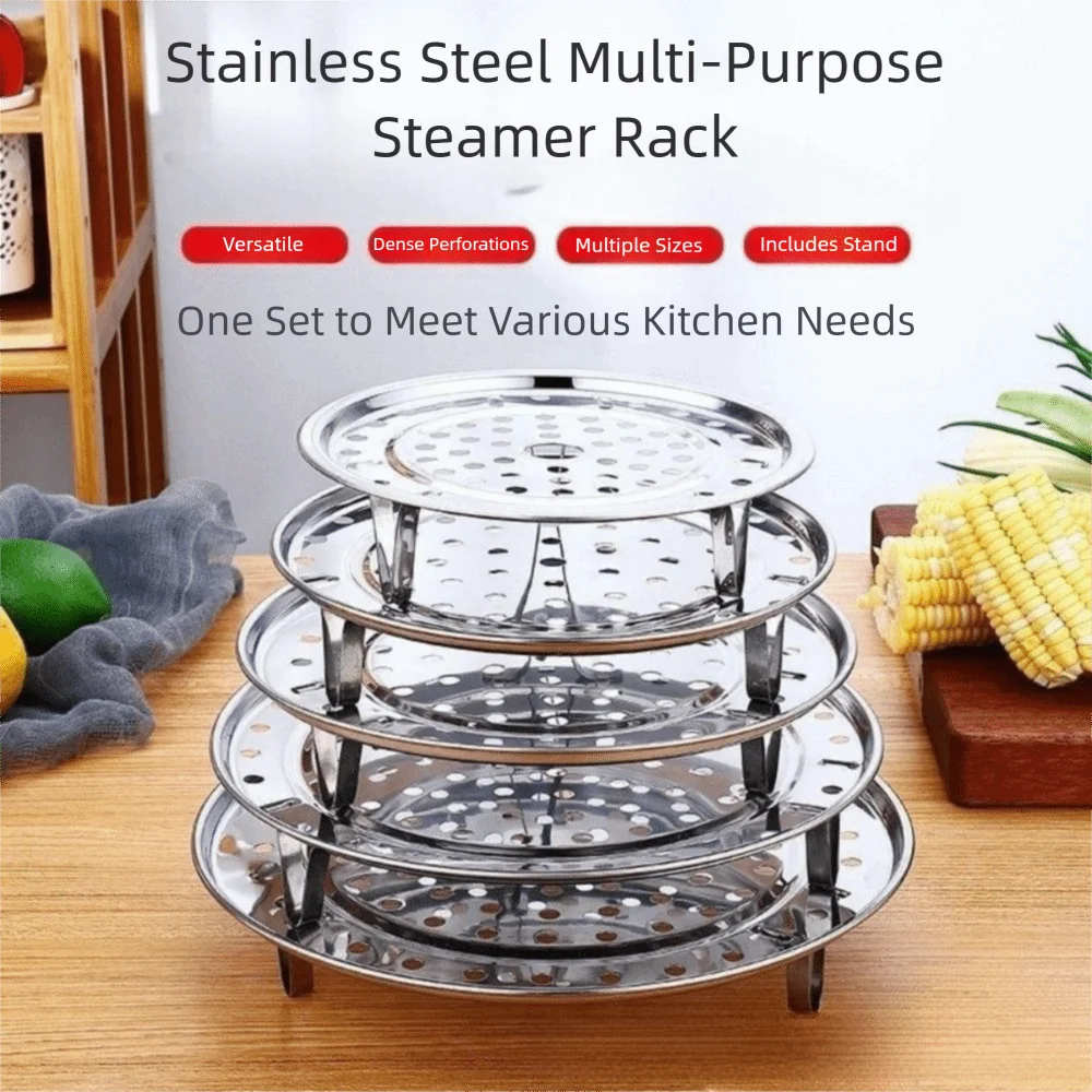 

5Pcs Multi Size Stainless Steel Steaming Rack Thickened Stackable Kitchen Steamer Holder Multifunctional Heat-resistant
