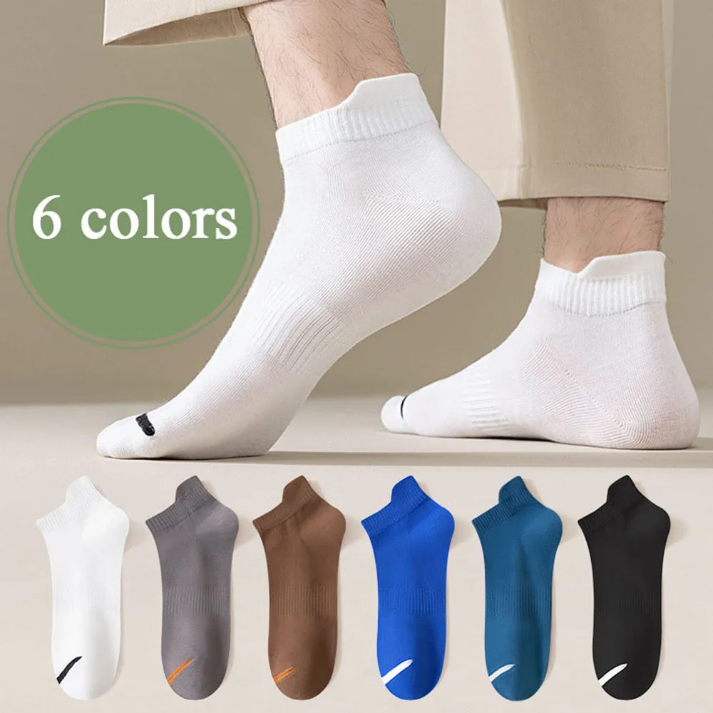 

6 Colors Anti-slip Short Socks For Men Sweat Absorption Cotton Socks Breathable Sports Ankle Socks Casual Male Hosiery Wholesale