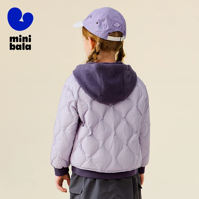 سترة ميني بالا للأطفال بغطاء للرأس 2025 معطف خفيف الوزن بتصميم شتوي جديد مكون من طبقتين