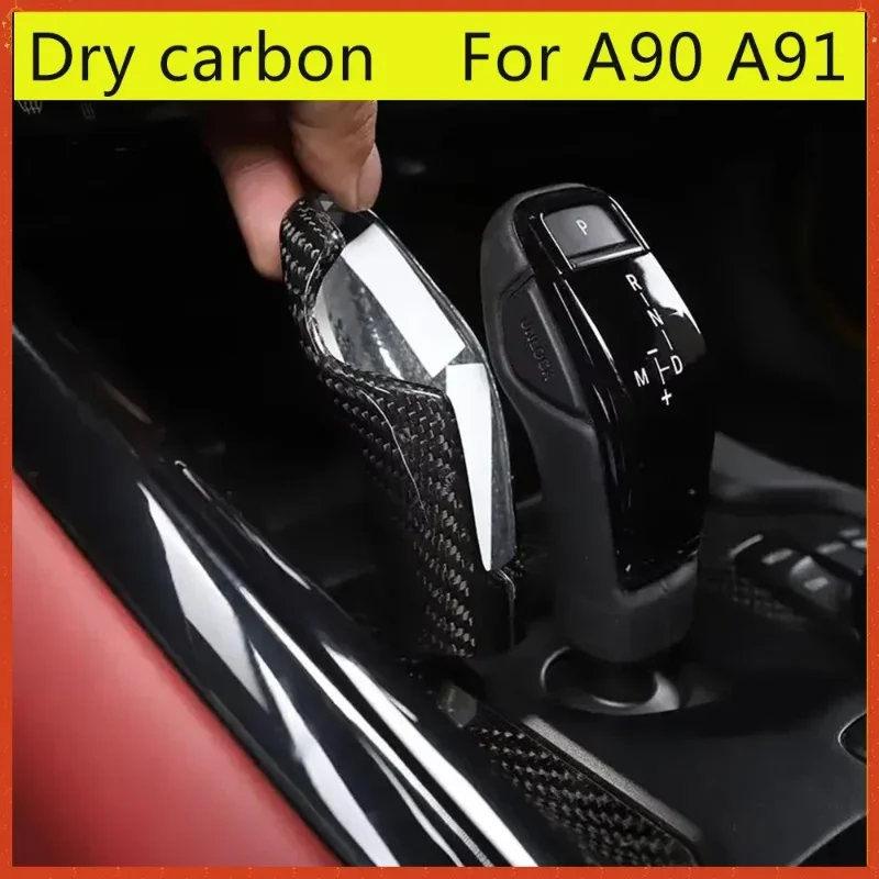 

For TOYOTA GR Supra A90 A91 MK5 Real Dry Carbon Fiber 2019-2022 Center Console Gear Shift Head Cover Trim Interior Accessories