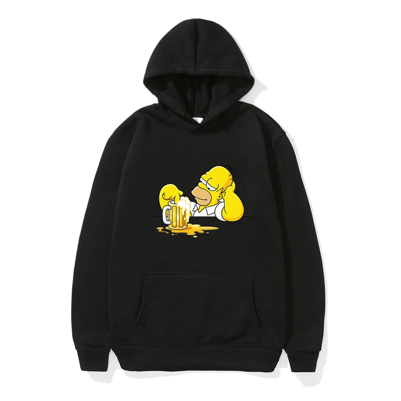 Simpsons Family Printed Hoodie Homer Drinking Beer Print Pattern Simpson-Authorized Men'S Graphic Hoodie Men Women Fashion