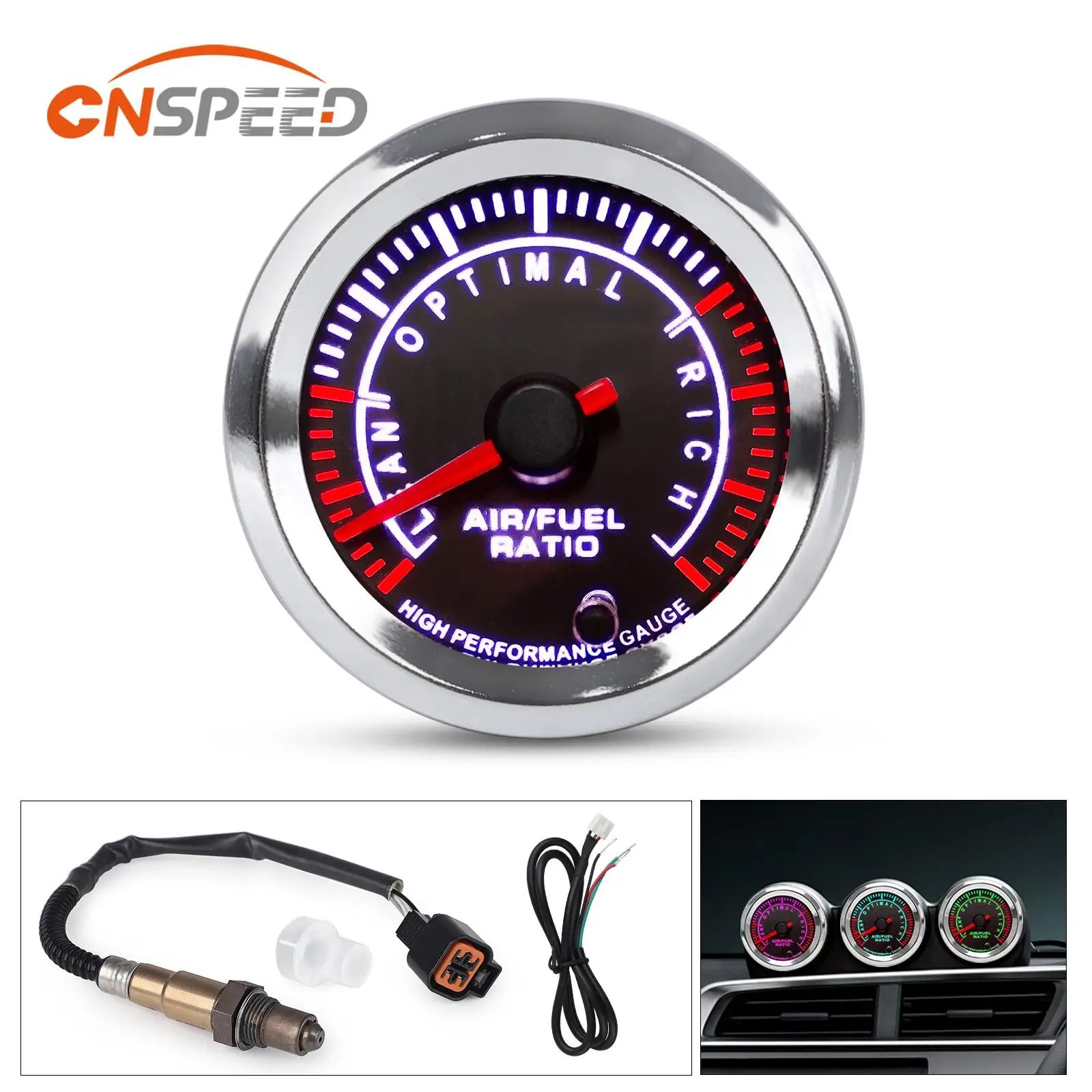

CNSPEED Universal Car 2'' 52mm 12V Air Fuel Ratio Gauge 7 Colors Display Narrowband Air Fuel Ratio AFR Meter With Oxygen Sensor