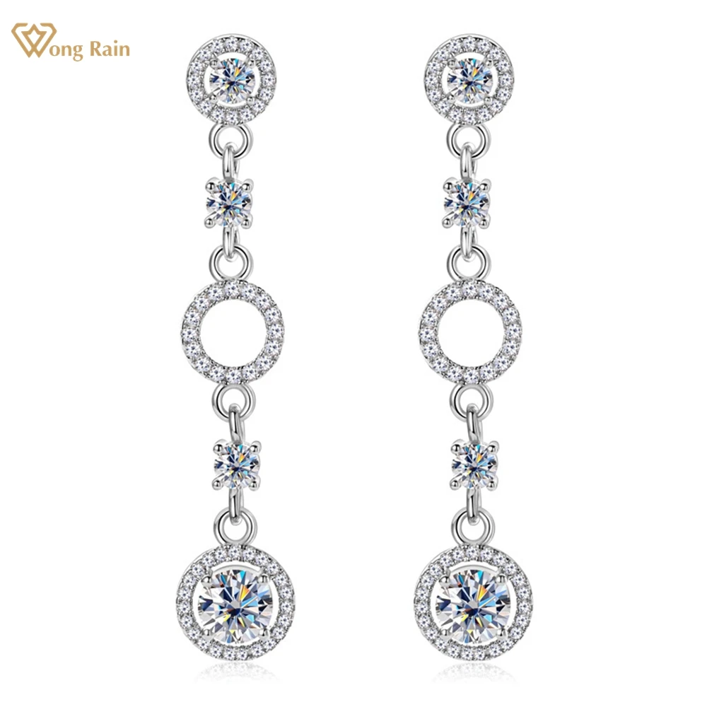 

Wong Rain 18K Gold Plated 925 Sterling Silver VVS1 3EX D Color Real Moissanite Diamond Gems Drop Dangle Earrings Fine Jewelry