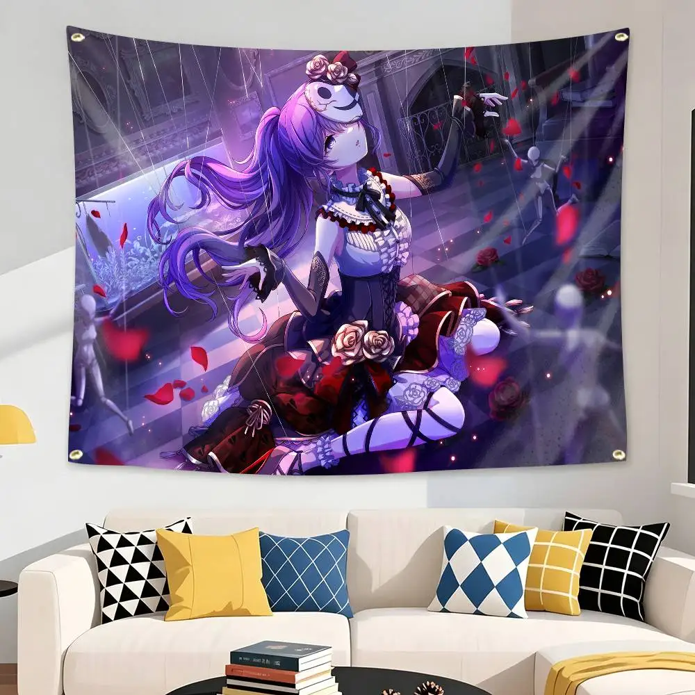 Empty Idol A-Asahina Mafuyu PJSK Flag Tapestry Banner for Bedroom Living Room Outdoor Camping Custom Supported