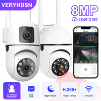 8MP 4K PTZ Dual Lens Camera Wifi IP Security Surveillance Dual Screen Video Full Color Night Vision Outdoor 6MP Cameras 8x Zoom