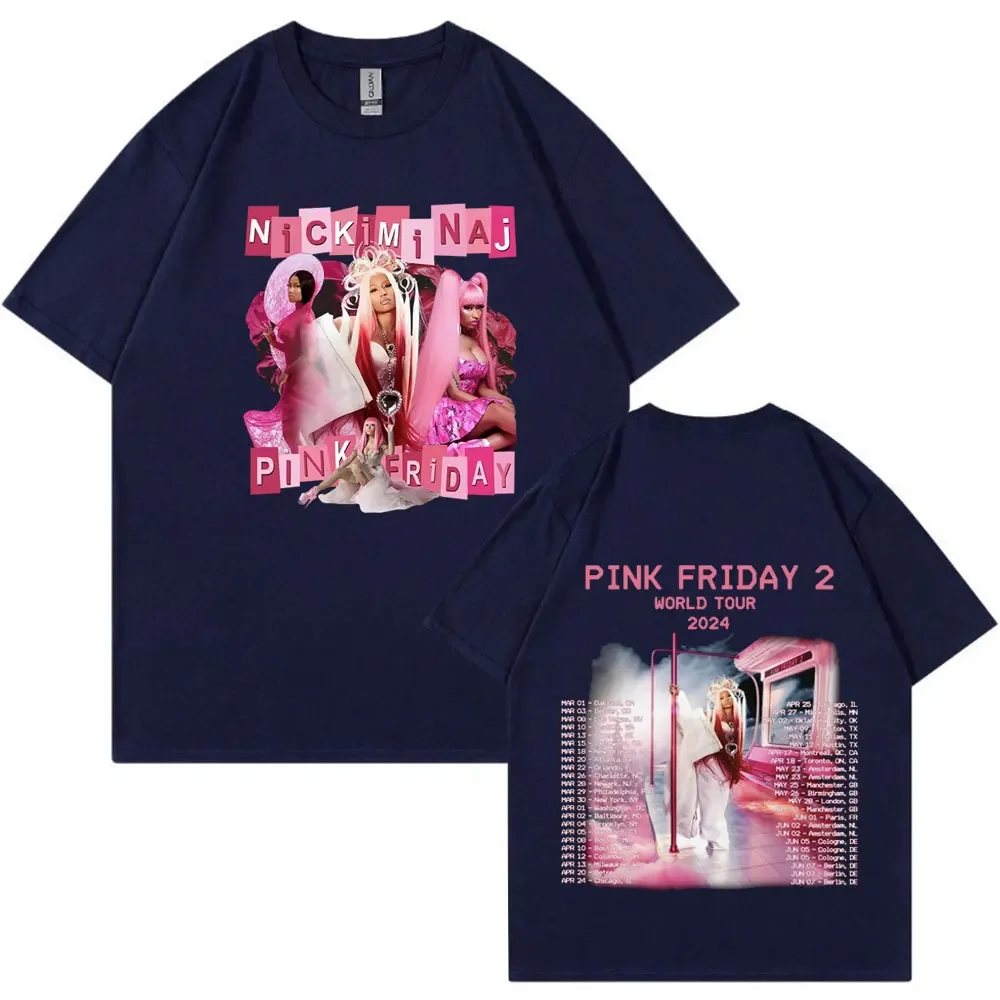 Rapper Nicki Minaj T Shirt Pink Friday 2 Tour T Shirts Men Women Fashion Aesthetic Harajuku Short Sleeve Oversized T-shirt