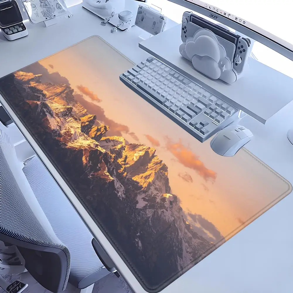 Alps landscape photo style patternsOffice Computer Desk Mat Table Keyboard Big Mouse Pad Laptop Cushion Nonslip Decor