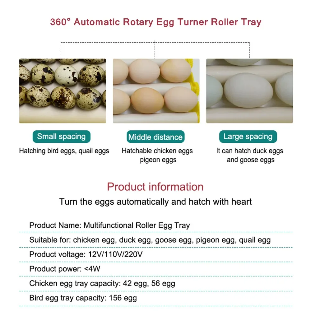 156 Quail Eggs Tray Incubator Turner Automatically Turn Eggs Poultry Incubation Equipment Chicks Ducks Other Poultry Incubator