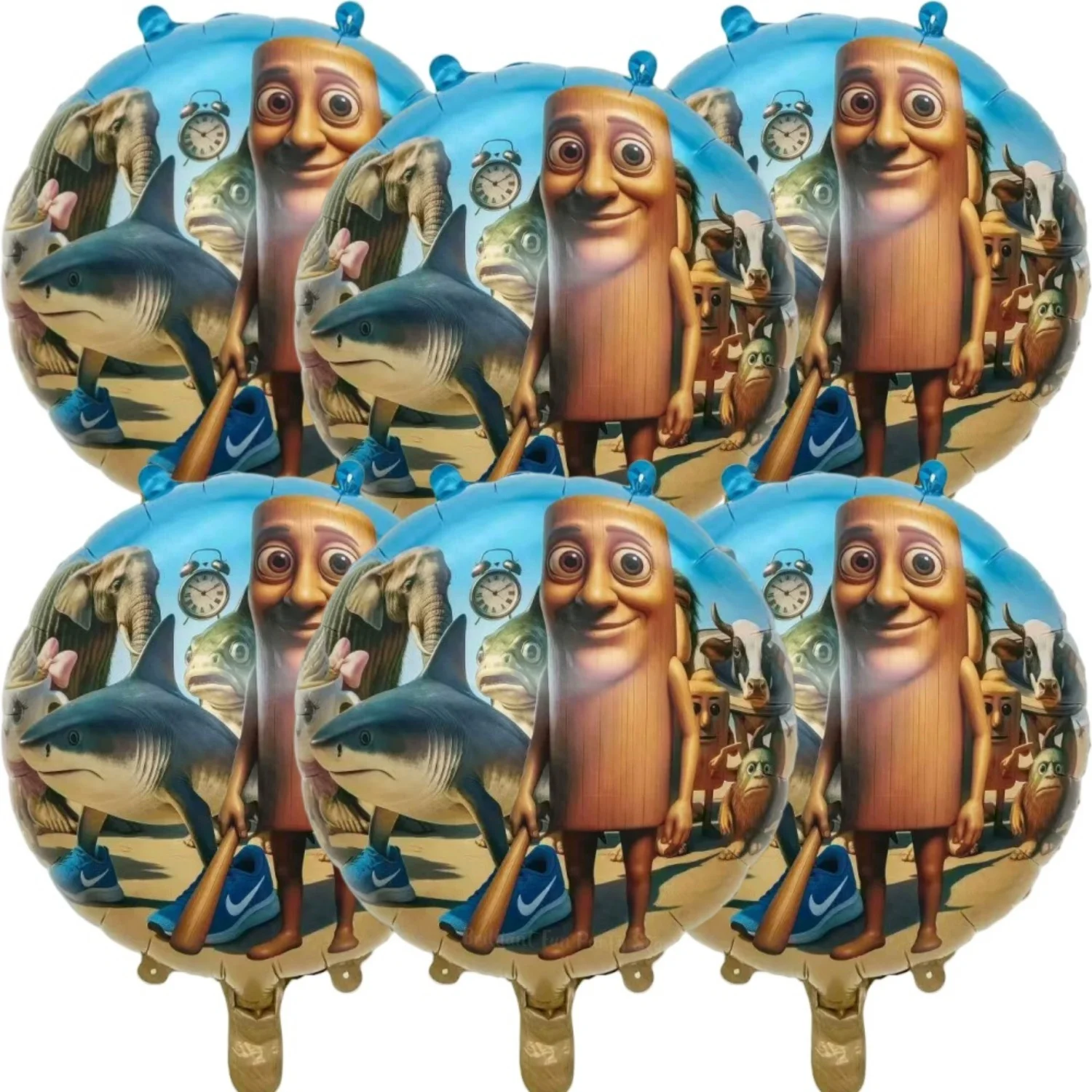 6-teiliges 18-Zoll-Set mit italienischen „Brainrot Tung Sahur Tralalo“-Themenballons für Kinder, Babypartys und Geburtstagsfeiern – Detail 3