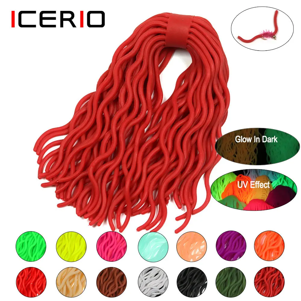 

ICERIO 60 strands/pack Silicone Squirmy Worms Soft Worm Nymph Shrimps Grubs San Juan Worm Fly Tying Material Trout Fishing Lures