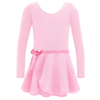 Long Sleeves Leotard for Girls Gymnastics Practice Clothes Ballet Tutu Dress Stage Dance Costume with Skirt