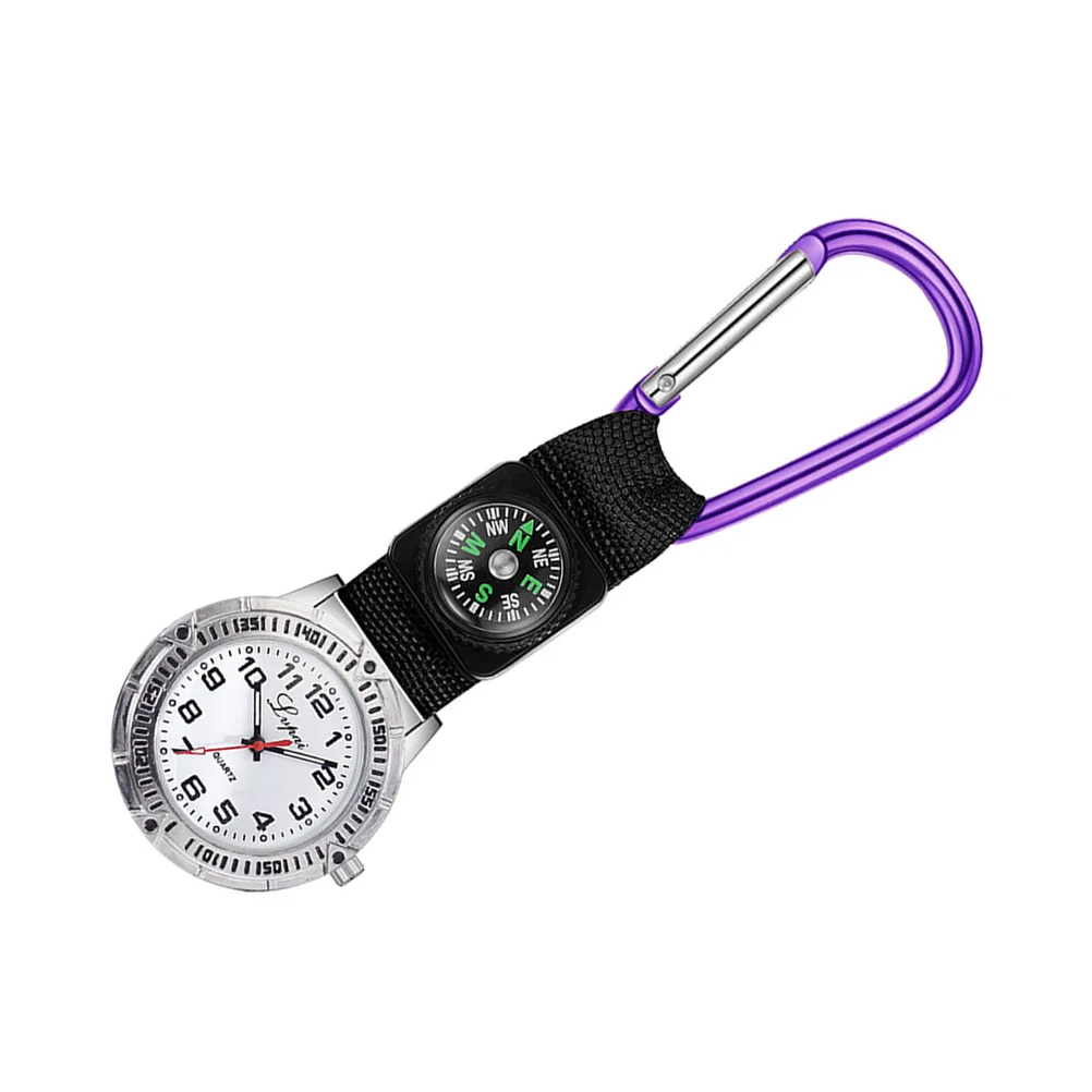 Montre d'infirmière d'alpinisme, mousqueton violet à clipser, pointeur lumineux, randonnée en plein air, course à pied, voyage, sport, poche