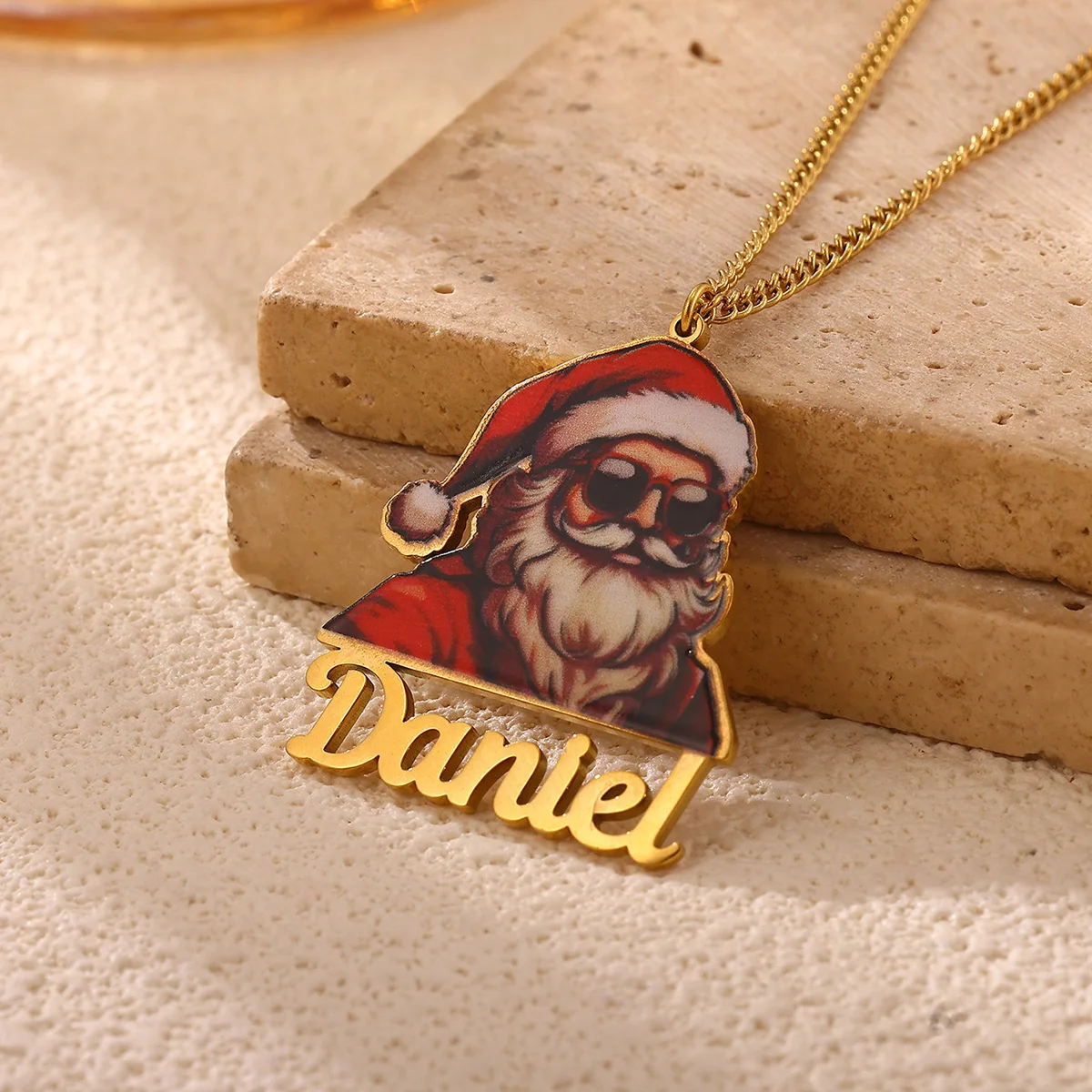 Custom Santa Claus Name Necklace Personalized Nameplate Pendant Christmas Necklace Women Stainless Steel Jewelry Xmas Gift