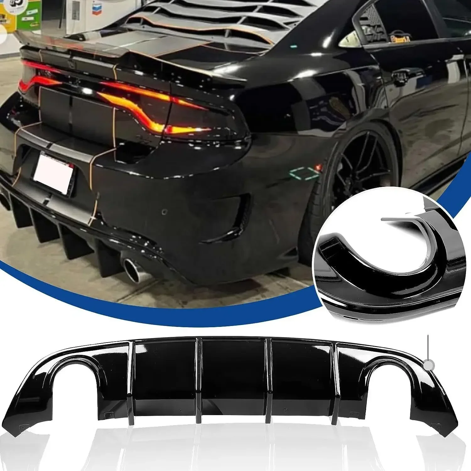 Bodykit Rear Spoiler Diffuser Posterior Lip for Dodge Charger SRT 2015-2021 Enveloping Modified Accessories Lower Bumper Guard