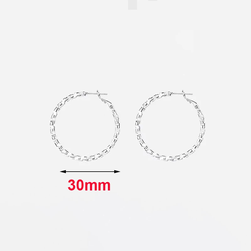 Real 925 Sterling Silver Exaggerated Round Hoop Earrings For Women Classic Fine Jewelry Geometric Accessories