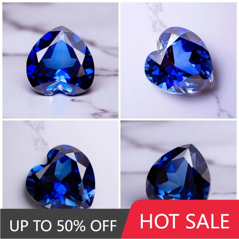 

A-High Quality Lab Grown Sapphire Heart Cut Royal Blue Color DIY Jewelry Making Ring Main Materials Selectable AGL Certificate