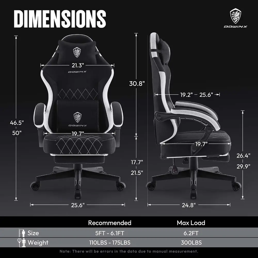 abric Gaming Chair, Ergonomic Computer Chair with ootrest and ket Spring Cushion, Height Adjustable Video Gamer Chair with Lumba