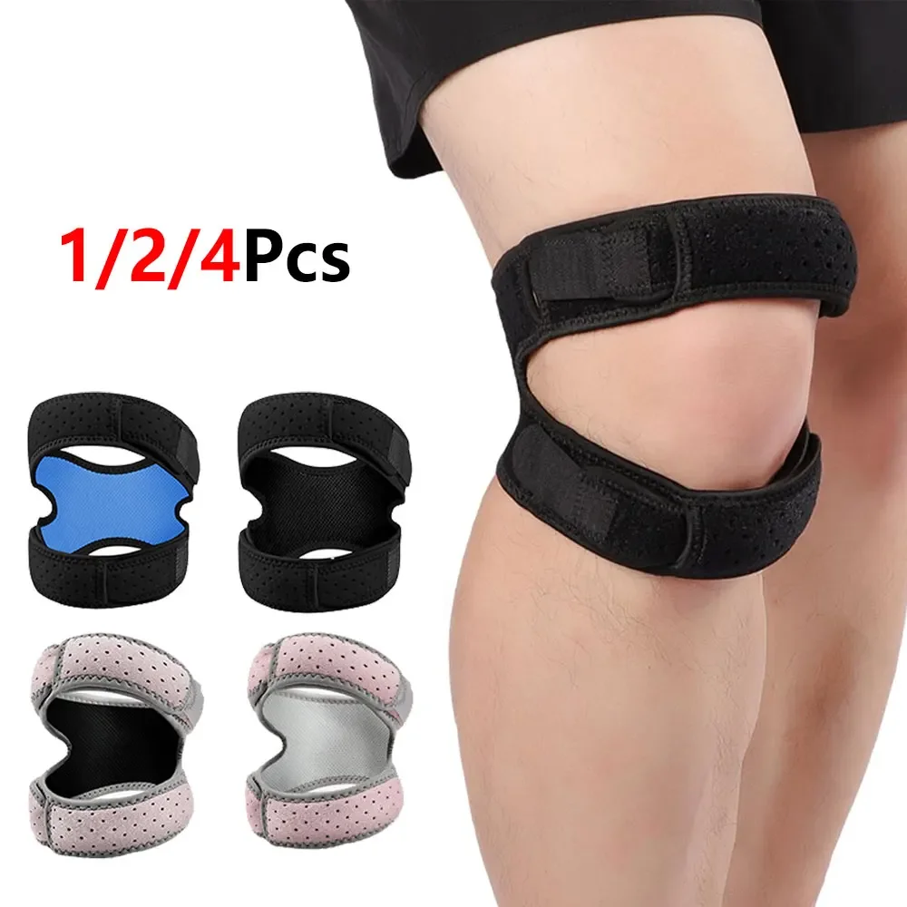 1/2/4Pcs Porous Breathable Oversized Knee Brace, Double Patella Tendon Support Strap, Shock Absorption Pad for Heavy Users Sport