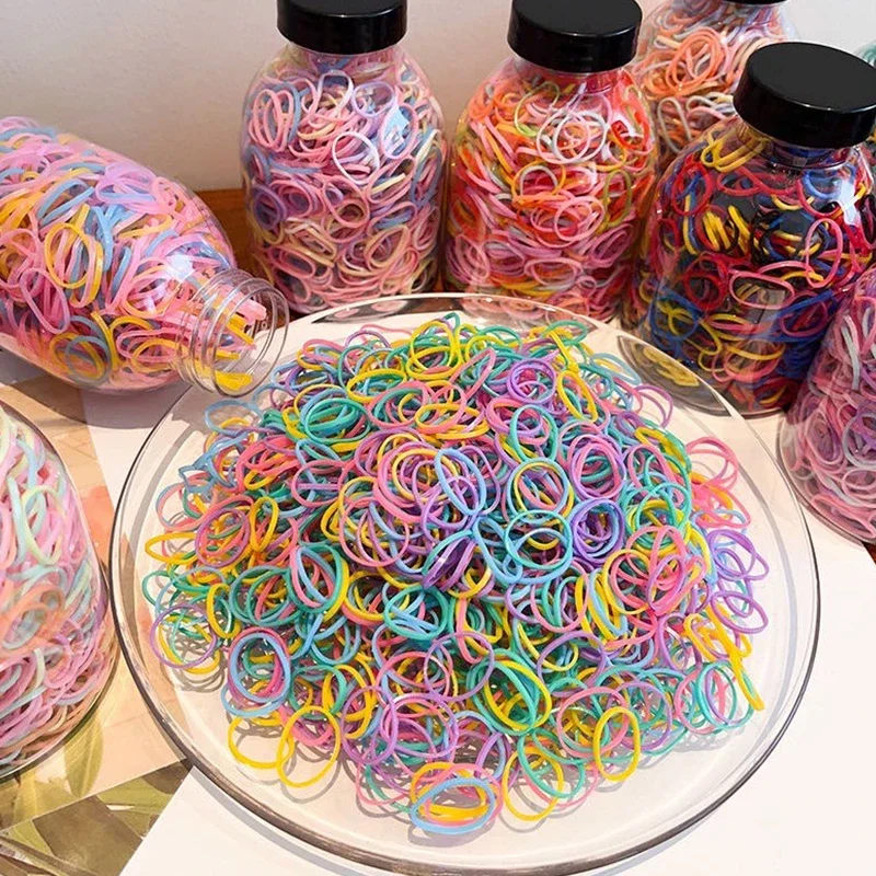 1000pcs/Box Girls Colorful Small Disposable Rubber Bands Gum For Ponytail Holder Elastic Hair Bands Fashion Hair Accessories