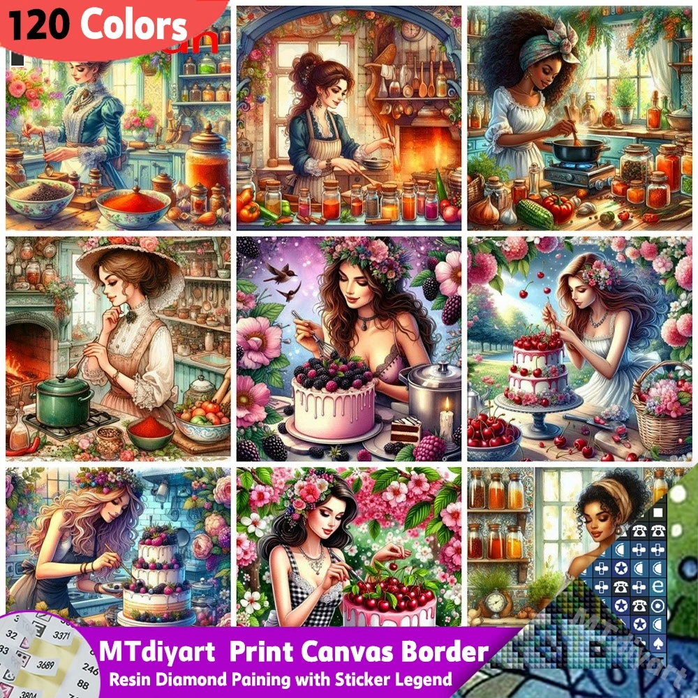 

Resin 120 Colors Woman Cake Diamond Painting Sticker Legend Mosaic Portrait Flower 5d Cartoon Diy Fruit Art Wall Decor Craft Kit