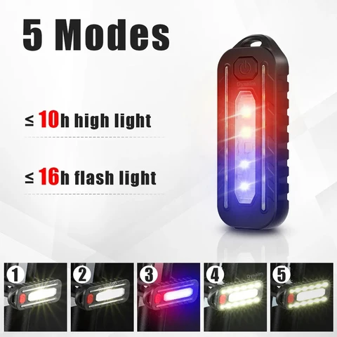 USB-фонарь-брелок LED 800 мАч, красный/синий — детальный вид товара