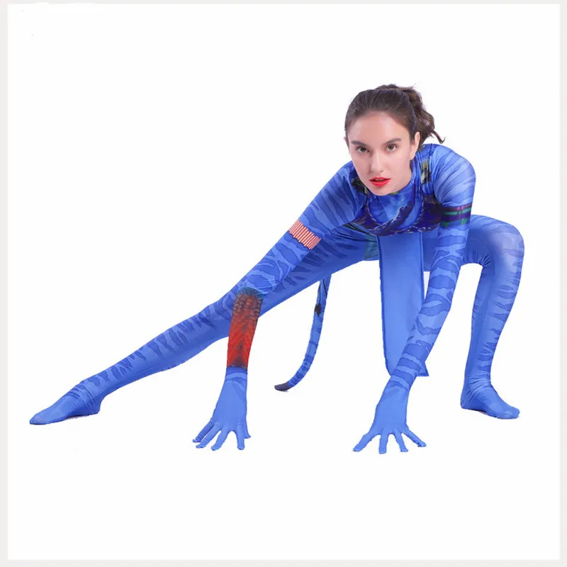 New Avatar 2 Cosplay Costume Movie Jake Sully Neytiri Bodysuit Suit Zentai Jumpsuit Halloween Costume For Women Men Child Kids