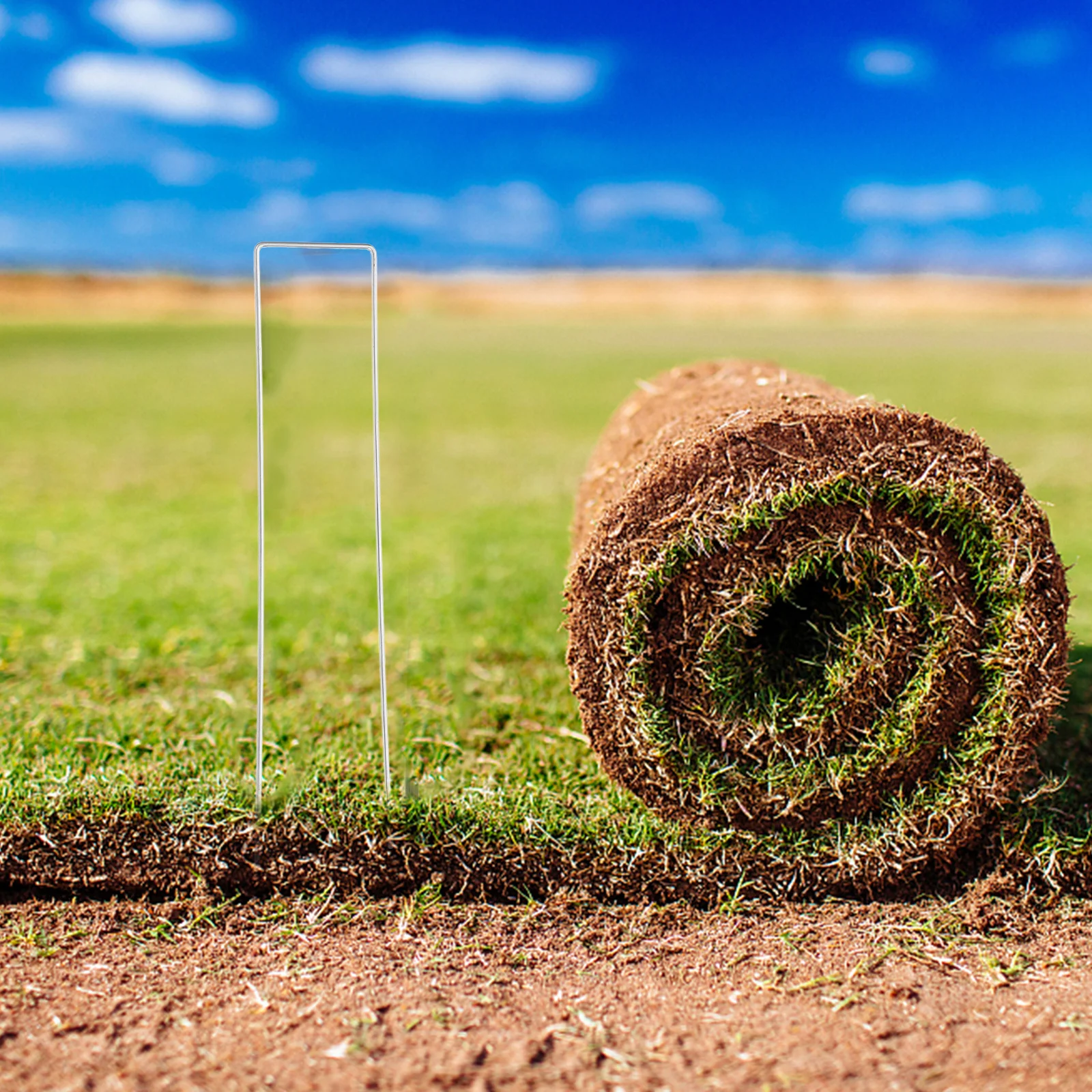 

50Pcs 2.5x40x200mm Zinc Plated U-Shaped Metal Ground Pegs for Tent Canopy Tarp Gardening Home Use Garden Stakes