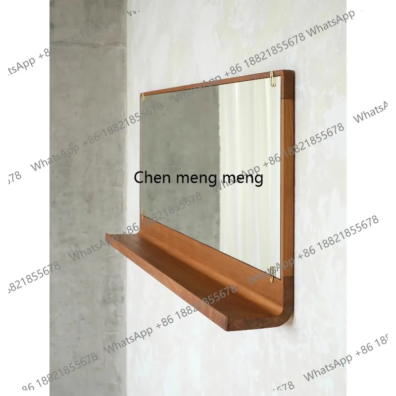 

Simplicity Creativity Wall-mounted Hanging Mirror Solid Wood Design Bathroom Decorative Rack Water Cup Cosmetics Hanging Mirror