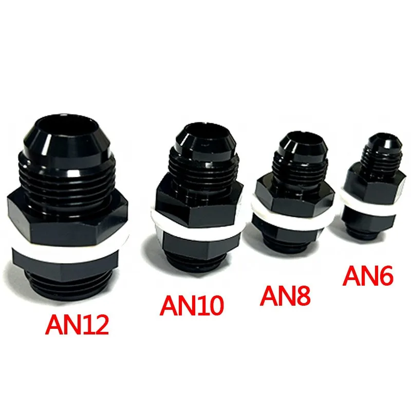 Artudatech AN6 AN8 AN10 AN12 Flare Fuel Cell Bulkhead Fitting With Washer Black Auto Parts