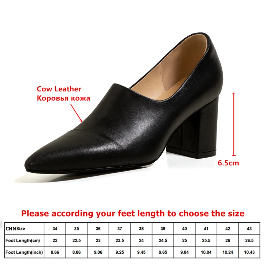 MILI-MIYA Women's Leather Pointed-Toe Slip-On High-Heeled Shoes With Chunky Heels And Patchwork Detailing Pumps Handmade