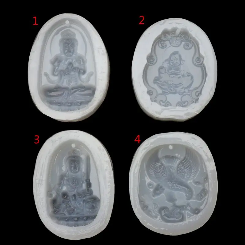 Taoism Buddhism Silicone Mold Hair Clip Casting Mould with Hole Keychain