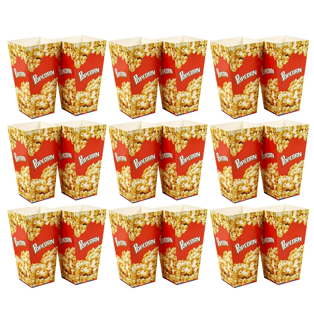 Caja de palomitas de maíz de cartón, contenedor de aperitivos y dulces estilo teatro de película de papel para fiesta, boda, suministros de Picnic, 100 Uds.