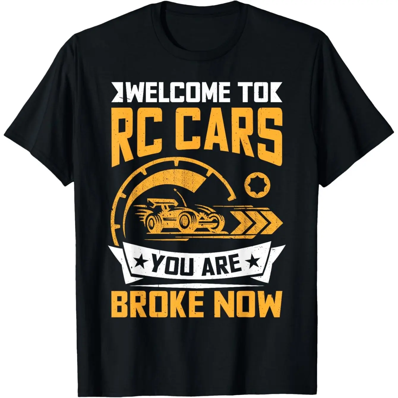 

Vintage Car Style T-Shirt 100% Cotton Crew Neck Black RC Drift Car Pattern T-Shirt