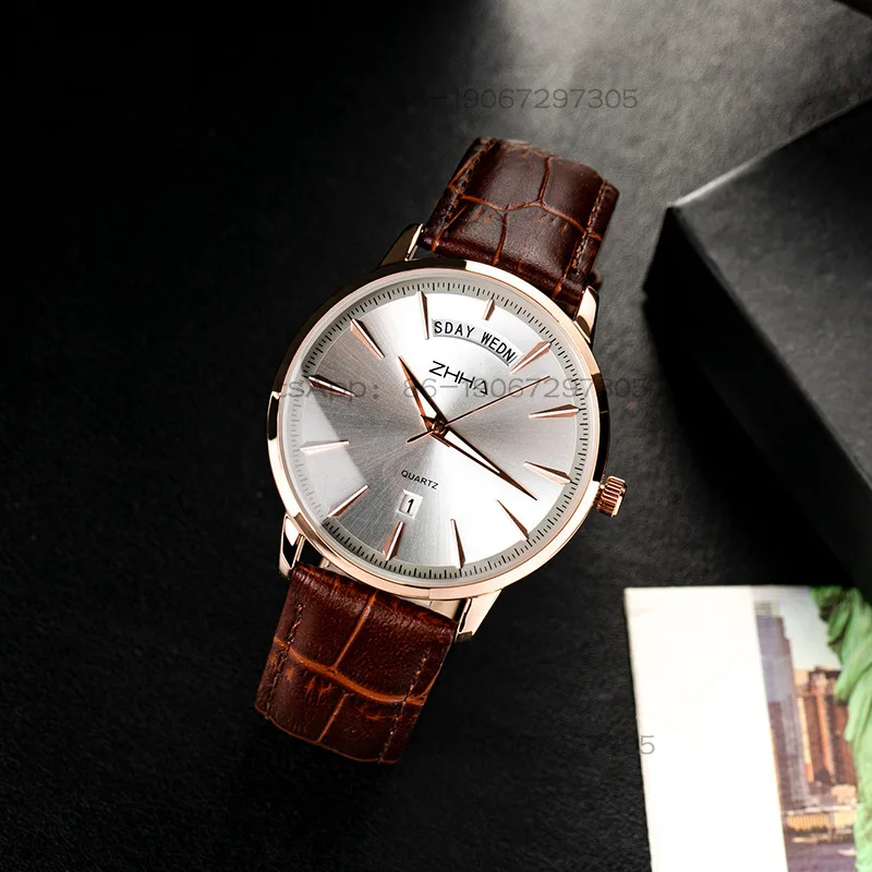 Customized men's watch European and American fashion simple quartz watch with calendar week new men's watch
