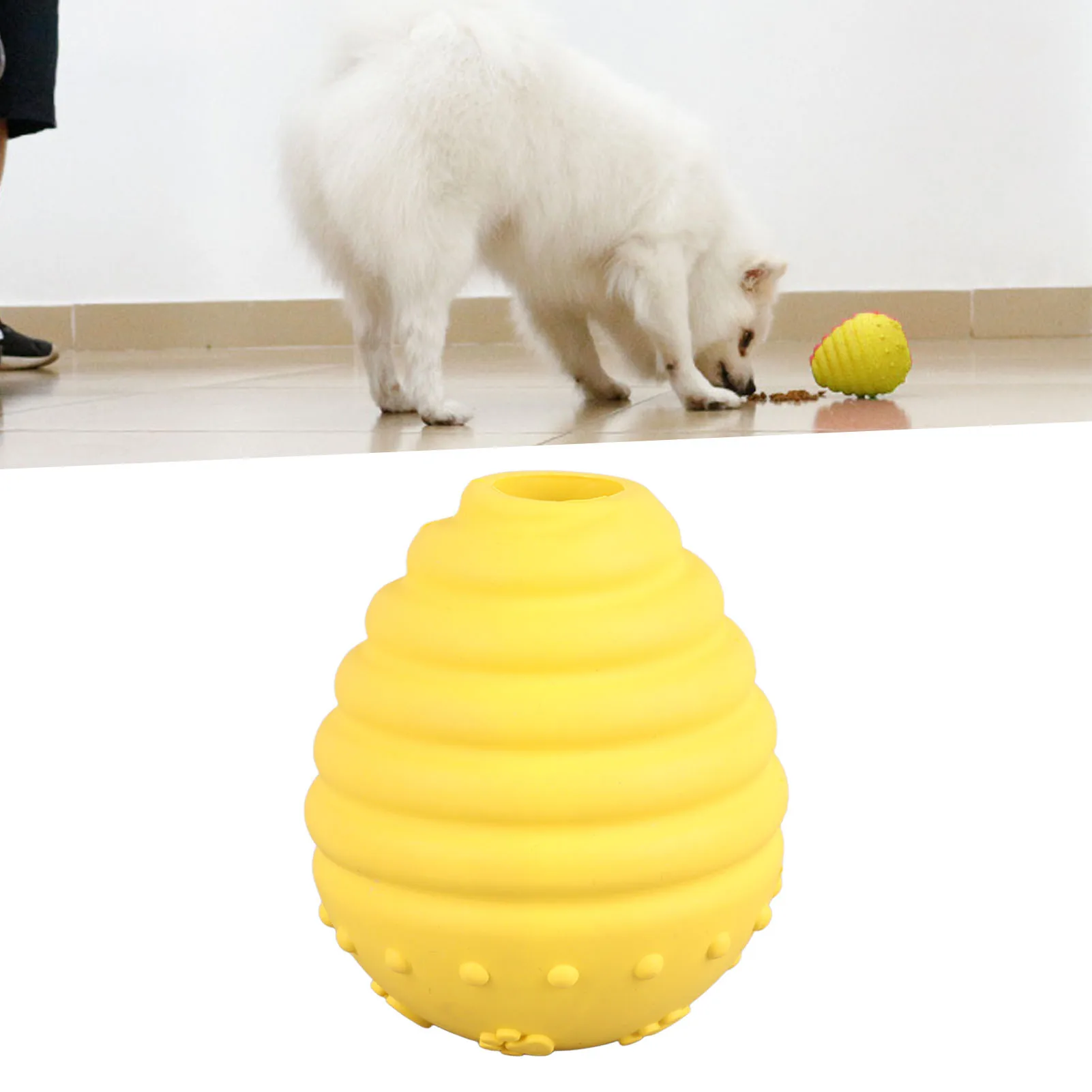 Dog Food Dispensing Puzzle Ball Interactive Safe Rubber Pet Treat Ball Toy For Relieve Anxiety Grinding Teeth