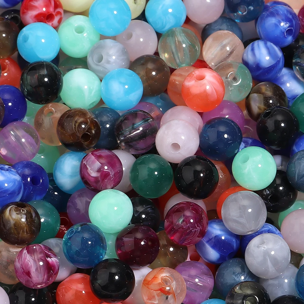 100 Stück 10 mm Acrylperlen, bunte Wolke, rund, lose Distanzperlen für Schmuckherstellung, DIY-Handwerk, Halskette, Armbänder, Zubehör