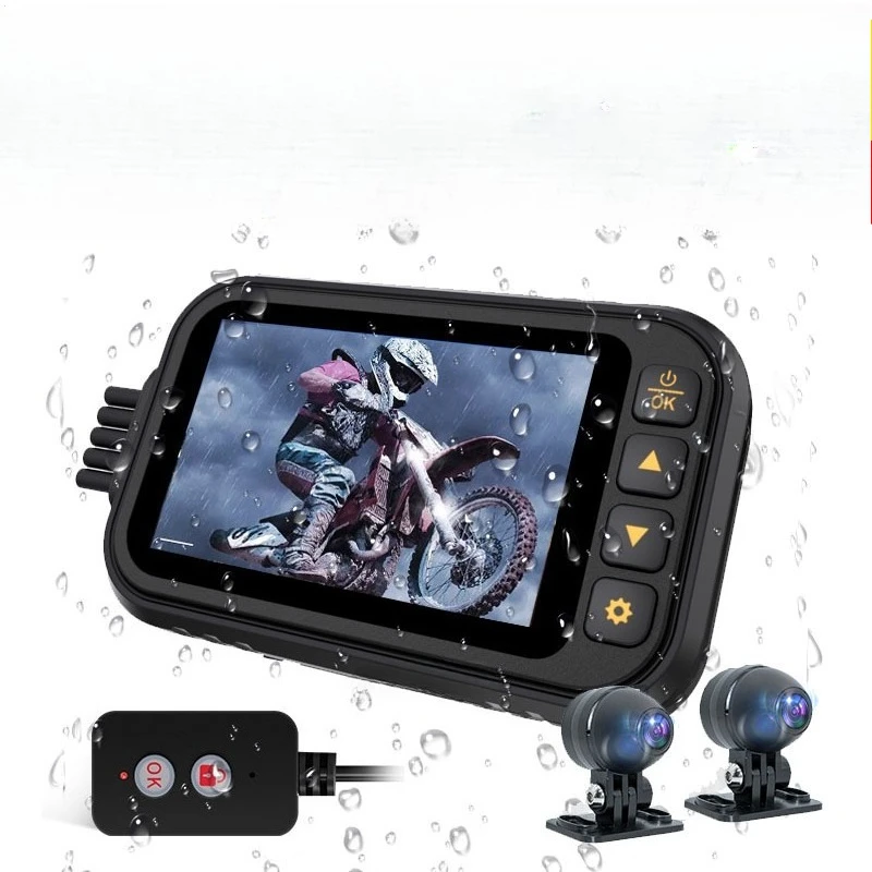 

Waterproof Motorcycle Driving Recorder 3 Inch 1080P Locomotive Electric Vehicle Dual Lens
