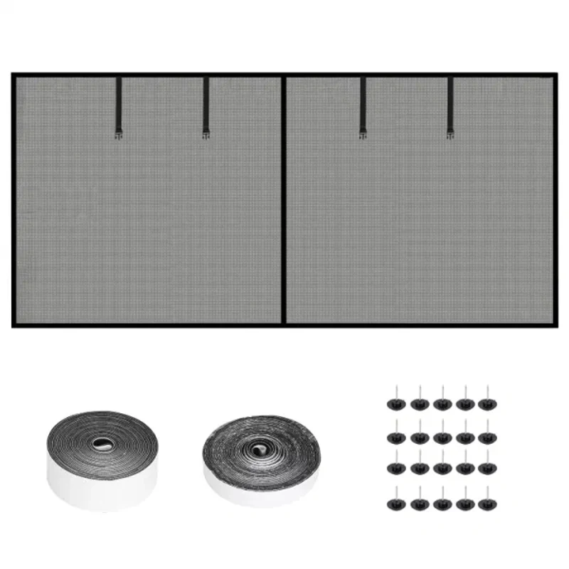 Сетка для гаражного экрана из стекловолокна, гаражная сетка с магнитной застежкой, 4 ремня с пряжкой для магнитного экрана гаражных ворот, один автомобиль