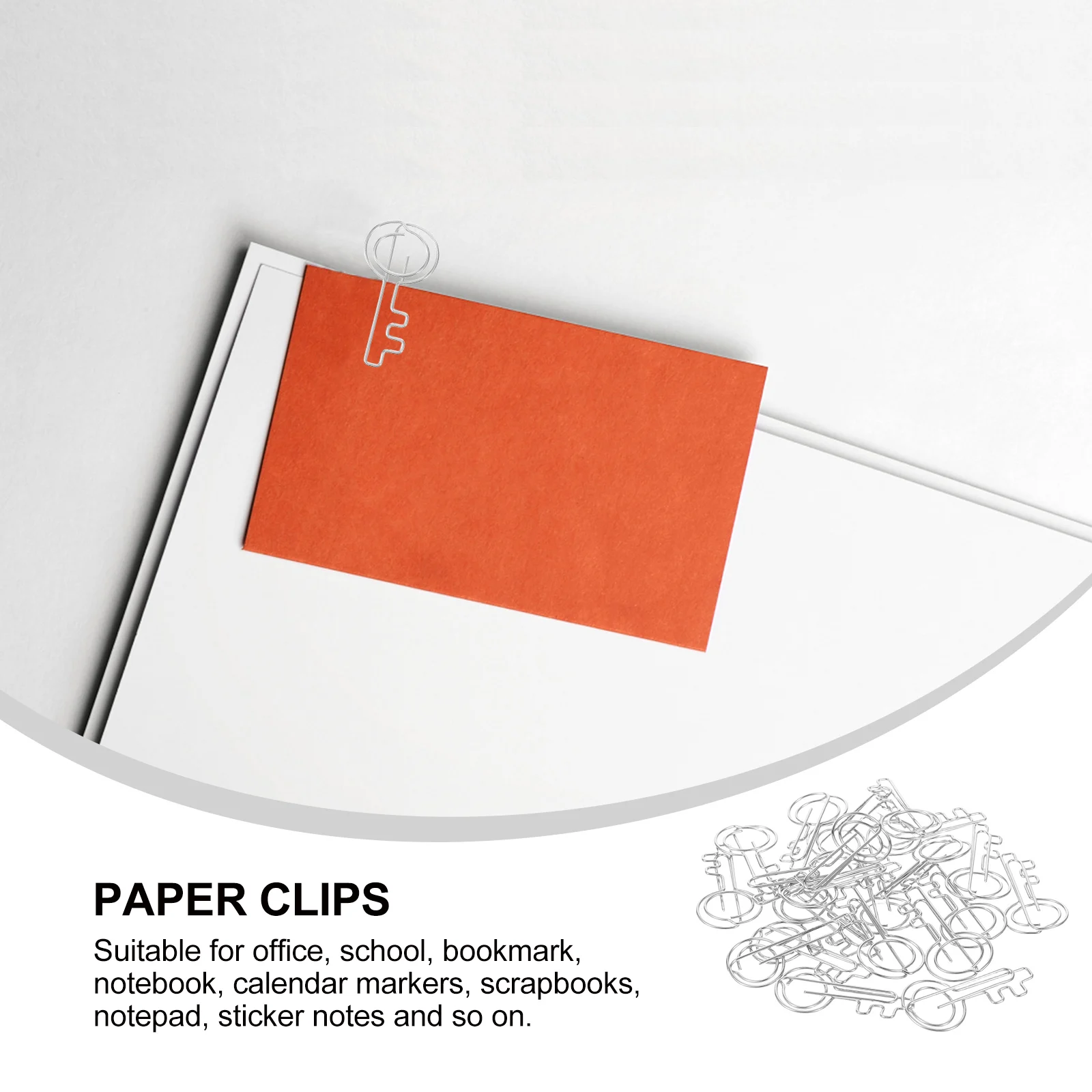 

20 Pcs Key Shaped Paper Clips Office Supplies Decorative Binder Small Memo Holder Folder Paper Fasteners Wire Bookmarks Study